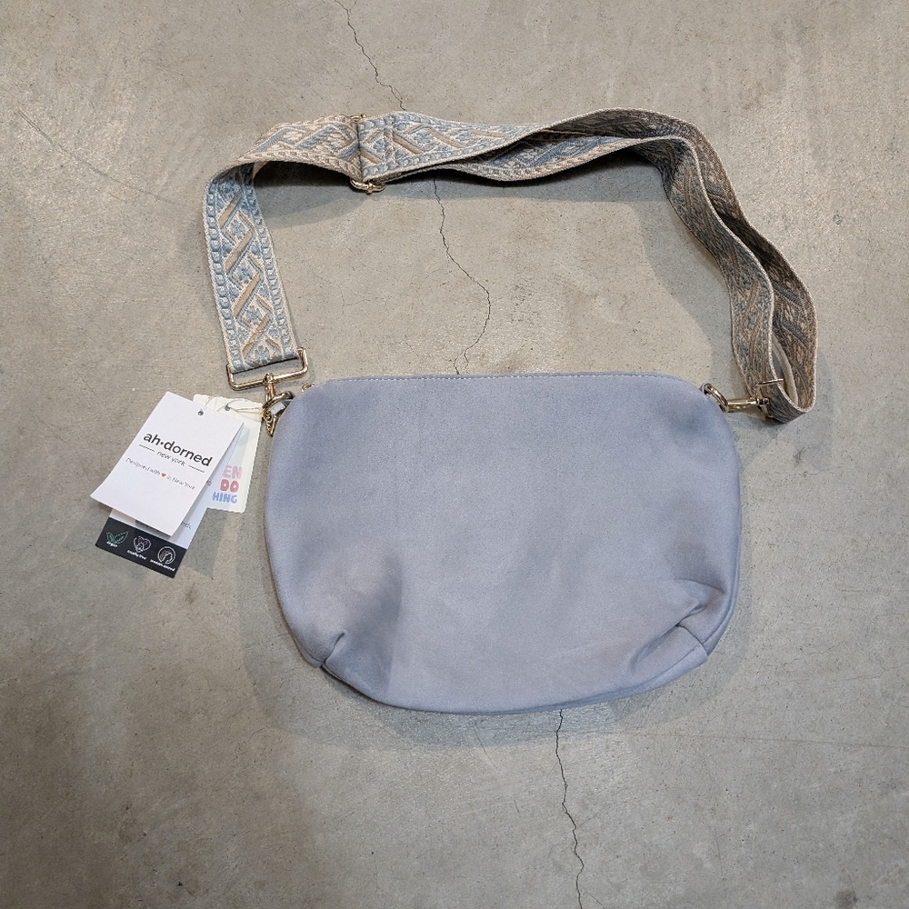 NWT Ah Dorned Gray/Blue Crossbody Bag Flaw